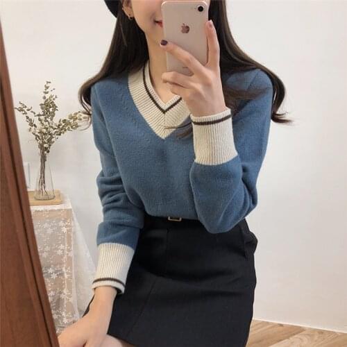 Женские пуловеры с V-образным вырезом YUAZHOQI China At AliExpress