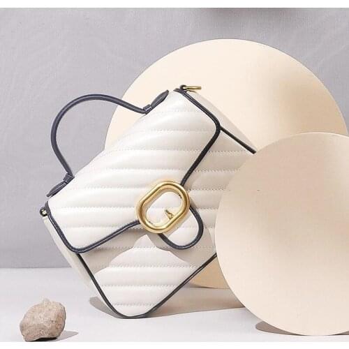 Woman handbag Genuine leather 2020 new first layer cowhide single shoulder messenger flap square leather handbag