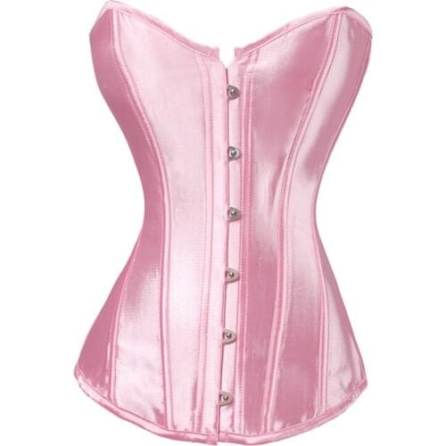 Steampunk Corset Pure Gothic Women Satin Sexy Bustier Lace up Boned Corset Overbust Lingerie Top Brocade Plus Size Shapewear