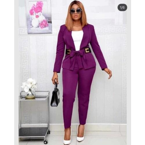 Two Pieces Women Blazer Suit Casual Streetwear Suits Female Blazer Matching Sets Chic Office Ladies Coat Pant Suits 2021 Elegant