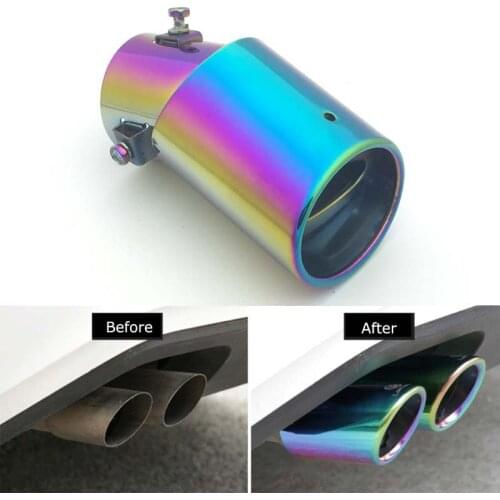 High quality Universal Car Exhaust Tail Pipe ound Stainless Steel Pipe Rear Exhaust Tail Muffler Diameter 63mm 1Pcs
