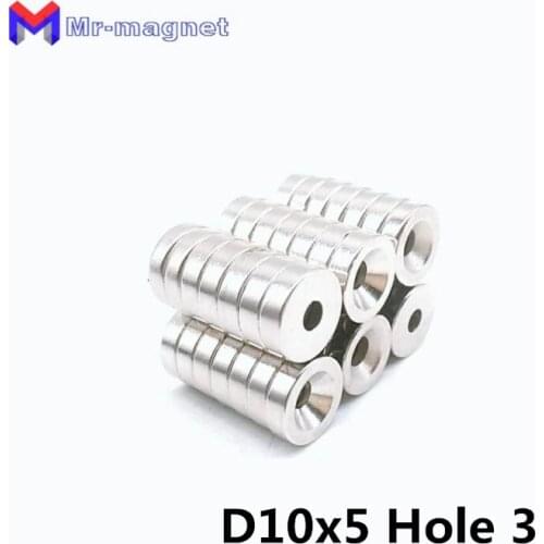 100pcs neodymium countersunk ring 10x5-3 magnets 10mmx5mm Hole: 3mm rare earth N35 10*5 hole 3mm magnet 10x5-3mm