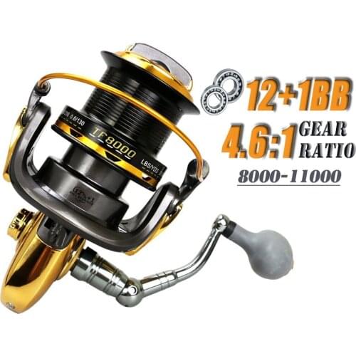 12+1BB Large Size No-Gap Spinning Reel Metal Fishing Wheel Distant Shot Saltwater Fishing Carp Casting Reels