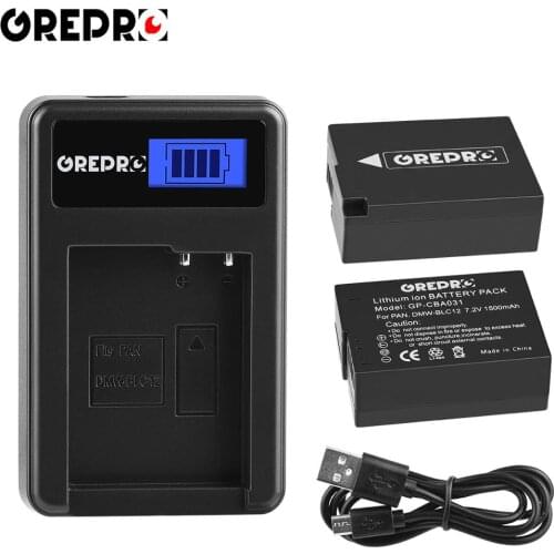 2Pcs 1500mAh DMW BLC12 BLC12E DMW-BLC12battery+ LCD USB charger for Panasonic Lumix DMC-FZ200 FZ300 FZ1000 FZ2500 G5 G6 G7 GX8