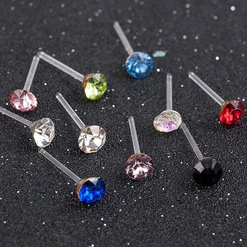 20 Pairs/Set 2mm,3mm,4mm,5mm Fashion color white Crystal Prevent allergy Cute Ear Stud Earrings Women Jewelry festival Gift