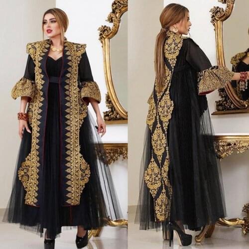 2020 Baroco Style Prom Gowns Wrap Golden Beaded Sequins Applique Cloth Party Dresses Evening Dresses