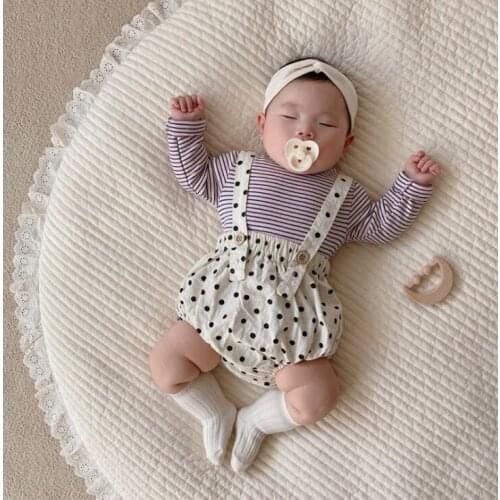 2021 Korea style babys girls 2 pcs set striped t shirt+shorts spring full sleeve cotton babys suit 6-24 month YL951