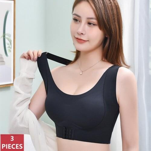 3Pcs/Lot Sports Fitness Posture Correction Lingerie Women Seamless Bras Push Up Back Brassiere Shockproof Vest Corset Bra