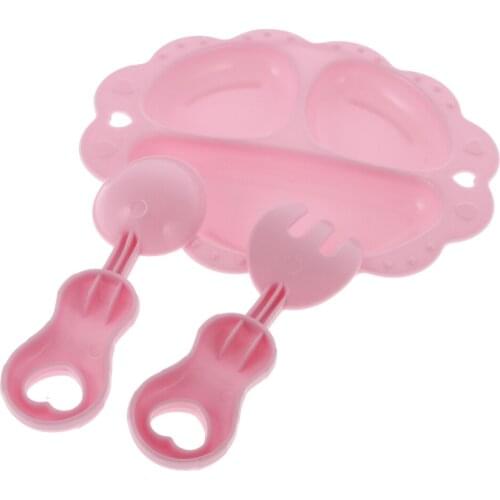 3 Pcs Doll House Miniature Fork Spoon Plate Dinnerware for Dolls Classic Toys Dollhouse Decoration Dolls Accessories