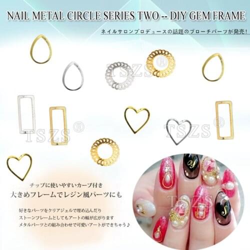 50pcs /lot Nail Art Metal frame Decoration Water Drop Circle Heart 3D Alloy Rhinestone