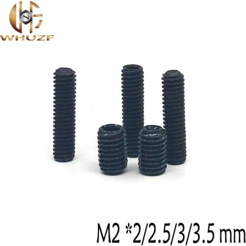50PCS Metric Thread groove M2 *2/2.5/3/3.5 mm black Inner Hexagon Hex Socket Cup End M Top Thread Headless Screw Bolt
