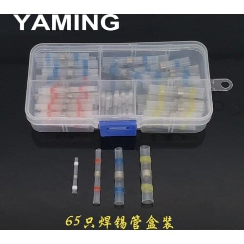 65PCS Electrical Connector Waterproof Solder Seal Heat Shrink Butt Connectors Soldering Sleeve Wire Cable Terminal