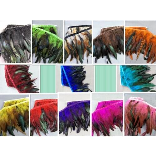 Free shipping wholesale Quality natural 10yards Turkey feather Ribbon 6-7inch/15-18cm Clothing accessories stage performance diy
