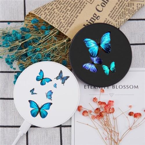 Blue Butterfly Wireless Charger for Iphone Wireless Charger Portable Charger for Iphone for Samsung for Huawei for xiaomi