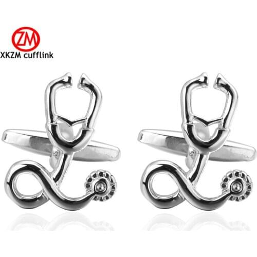 Brand Silvery stethoscope Cufflinks High Quality for Men Shirt Wedding Party Cuff Links The Bake Lacquer Cuff Button Accessories