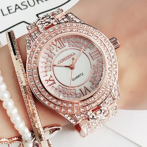 New Women Fashion Watch 2020 Geneva Designer Ladies Watch Luxury Top Brand Diamond Quartz Rose Gold Wrist Watch Gifts For Women