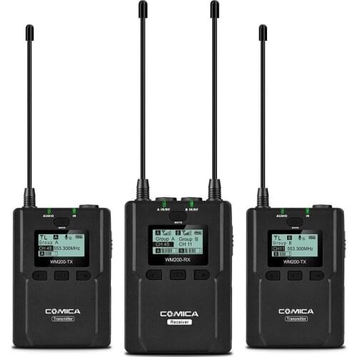 COMICA CVM-WM200(A) 96-Channel UHF Wireless Microphone for Camera Camcorder Vide