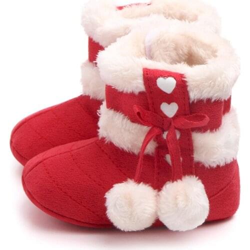 Baby Autumn Winter Boots Baby Girl Winter Warm Shoes Solid Fashion Toddler Fuzzy Balls First Walkers Kid Shoes 0-18M SH20007