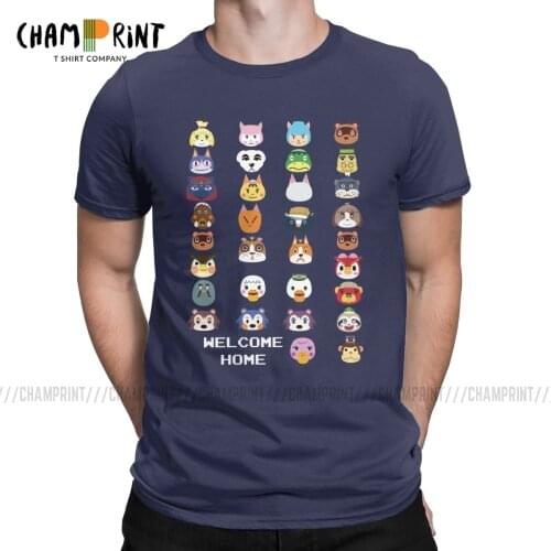 Welcome Home T-Shirt for Men Animal Crossing Video Games Creative Cotton Tees Round Collar Short Sleeve T Shirt Plus Size Tops
