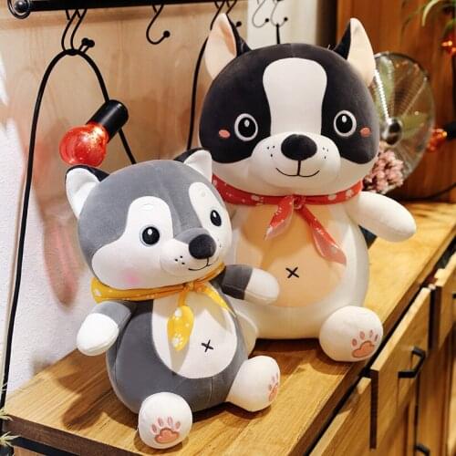 Simulation dog Husky plush toy cartoon Pekingese dog doll French fighting dog travel doll Childrens Day gift