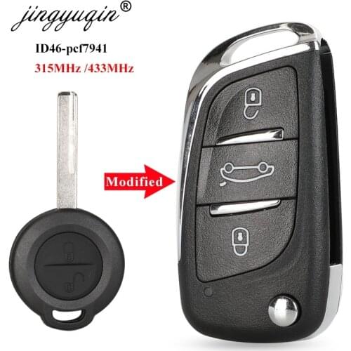 Jingyuqin 315/433Mhz ID46 Remate key for Mercedes Benz Smart 454 Forfour Upgrade Flip Key Fob 2 Button fit Mitsubishi Colt