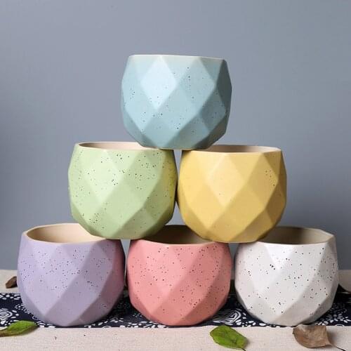 Ceramic Flower Plant Pot Containers Round Plants Succulent Pots Container Garden Pots With Drainage Hole Green Blue Yellow