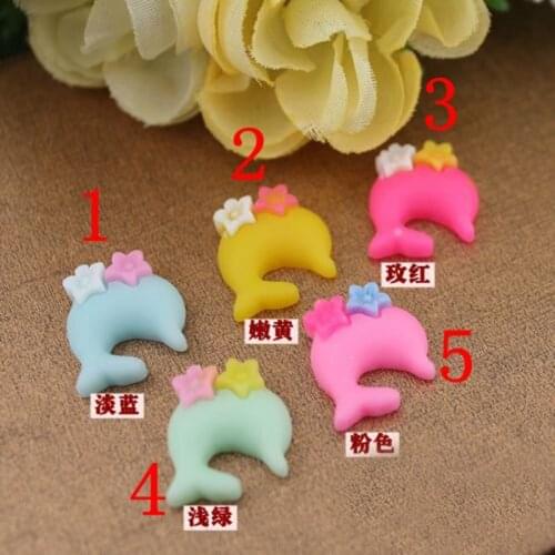 15*18mm 48pcs/bag 5 color optional resin flat back beautiful dolphins flower for multicolor ornament 004004109