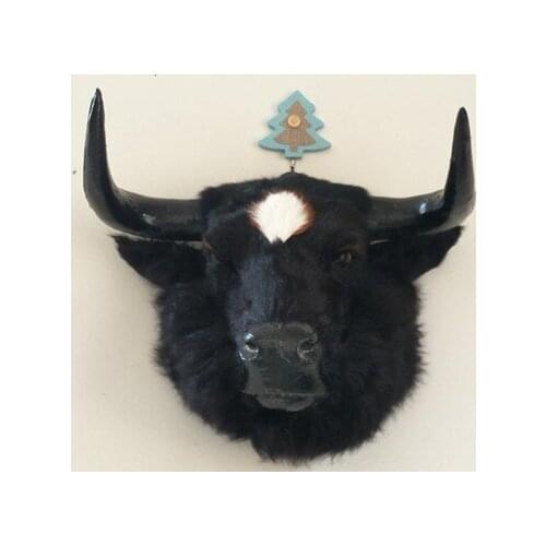 New creative simulation cow head model polyethylene & furs black cow head doll gift about 28x35cm 2529