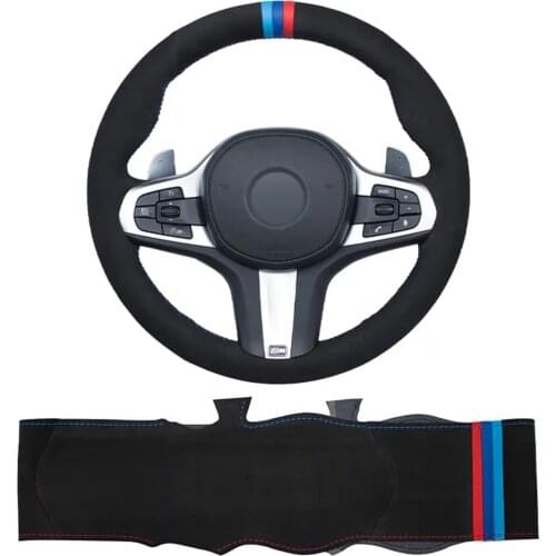 Car Steering Wheel Cover Soft Black Suede For BMW M Sport G30 G31 G32 G20 G21 G11 G12 G14 G15 G16 X3 G01 X4 G02 X5 G05 X7 G07