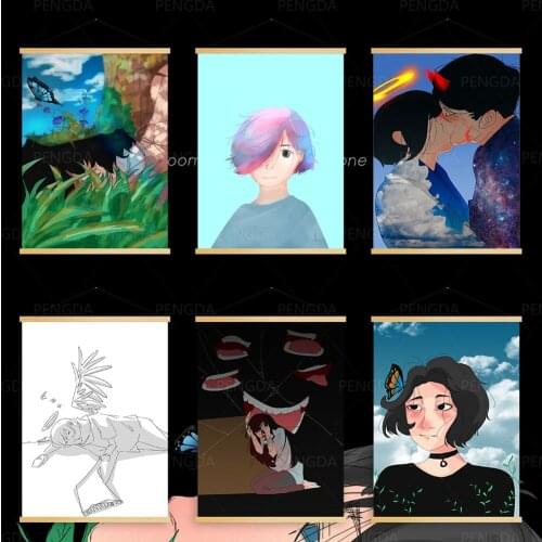 Canvas Wall Art Modern Prints Painting Solid Wood Hanging Scrolls Japan Anime Posters Home Decor Living Room Modular Pictures