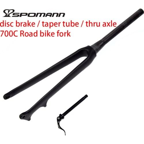 Newest 700C Fixed Gear Track Road bike 3K full carbon fibre bicycle fork thru axle taper tube disc brake front fork Free ship