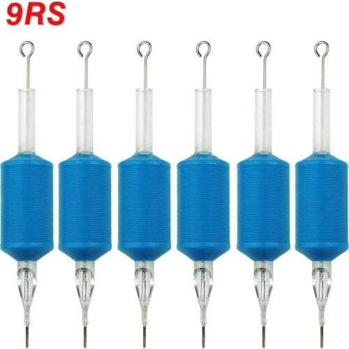 OPHIR 6PCS/Lot 9RS Blue Disposable Tattoo Tube Tips with Nozzle Needles Grip Tattoo Machine Gun Accessory _TA111(9RS)-6x