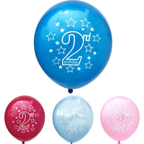 100pcs Whole Sale 12inch Baby Boy Girl First Birthday 2 Year Old Round Latex Balloon Baby Birthday Party Baby Shower Home Decor
