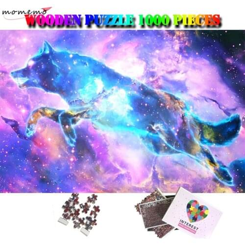 MOMEMO Star Wolf Puzzle 1000 Pieces Wooden Jigsaw Puzzles Adults Relax Brain Puzzle Toys Animals Wolf Puzzle 1000 Piezas Adulto