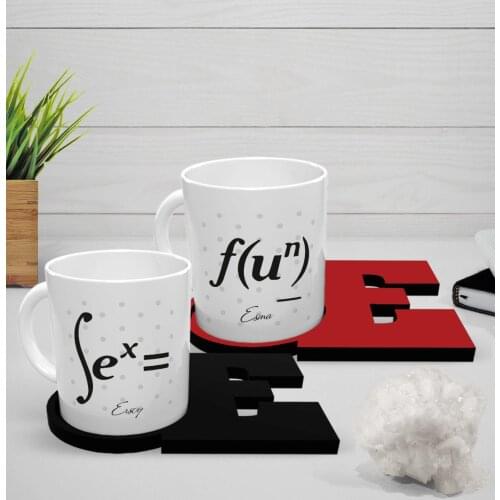 Personalized Custom Sweetheart Dual White Mug and Letter Cup Coaster Set-3