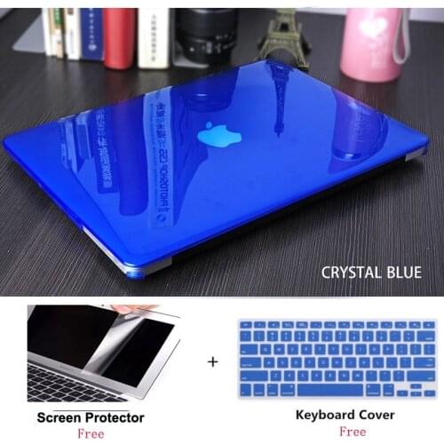 Crystal Laptop Case + Gift Keyboard Cover For Apple Macbook Pro Retina Touch Bar & ID Air13 Air11,New Pro 12 13 15 Hard Shell