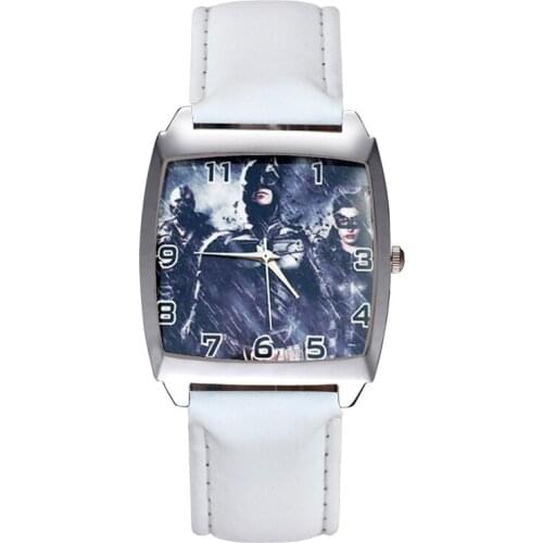 Cartoon style Rectangle dial Childrens Womens Kids Student boys girls Quartz Leather strap Wrist Watch JD30