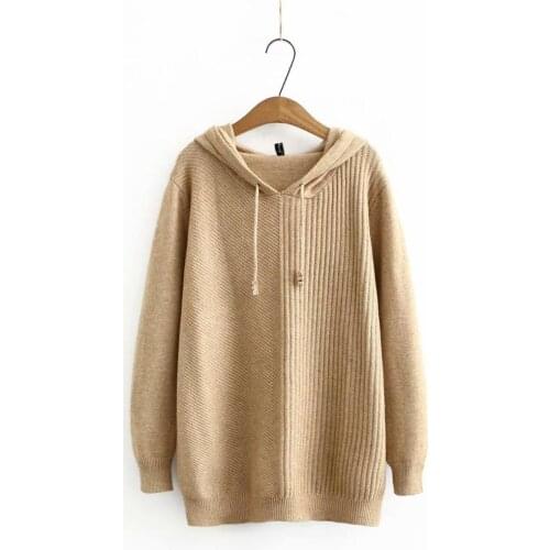 Plus size hooded pullovers knitted women loose sweatshirts top 2021 new winter casual ladies hoodies female tops