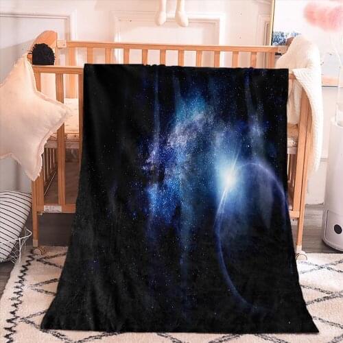 Luxury Universe Space Starry Sky Adult flannel Blanket For Bed Duvet Blankets And Bedspread Soft Quality For Sofa Home Bed Cover
