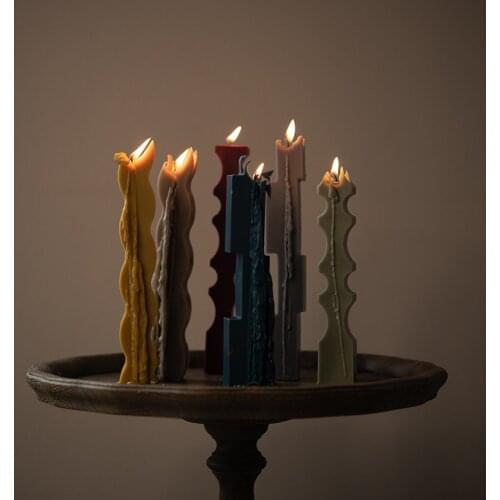 Christmas DIY Scented Candle Mold Long Candle Silicone Mold 3d Geometry Silicone Mold for Candle Making Fondant Molds