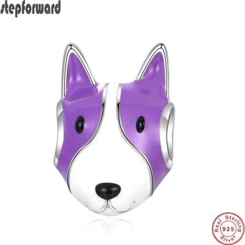 New Arrival 925 Sterling Silver Huskie Dog Charm Fit Bracelet And Necklace Good Quality Lovely Theme Gift Enamel Jewelry Beads