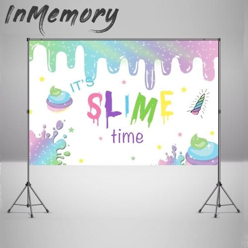 Slime theme Birthday Backdrop Photophone Photocall Custom Art Painting Kids Newborn Baby Shower Background Studio Props