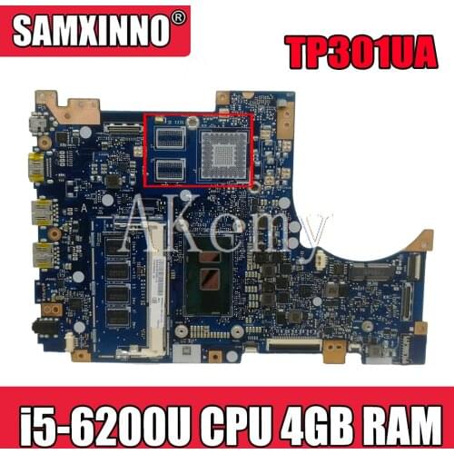 TP301UA/ i5-6200U CPU 4GB RAM For Asus TP301U TP301UA TP301UJ TP301UJ Laptop motherboard TP301UA Mainboard 100% Tested