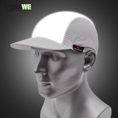 WOSAWE High Visibility Cycling Cap White Safety Hat at Night Reflective Cap Hiking Cycling Running Reflective Baseball Cap
