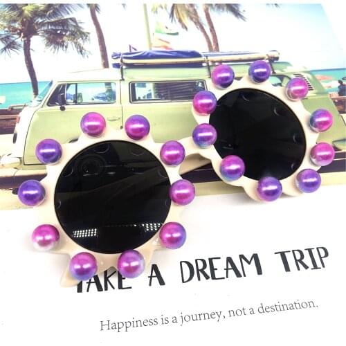 ZAOLIHU Unique Rainbow Pearl Baby Sunglasses Gorgeous Handmade Round Kids Sun Glasses UV400 Eyeglasses Gafas De Sol