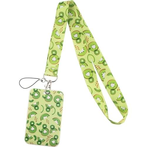 1pcs ZF2678 Fruit Kiwi Green Fashion Lanyards ID Badge Holder Bus Pass Case Cover Slip Bank Credit Card Holder Strap Cardholder