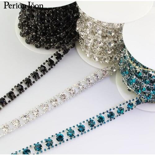 1 yard sparkling diamond rhinestone trim flatback big crystal webbing decorative chain clothing accessories ML099
