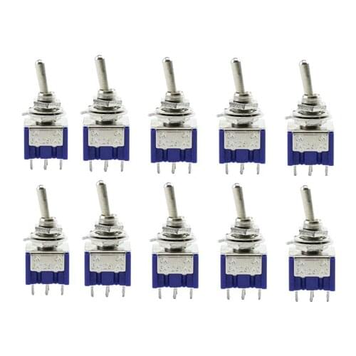 10 Pcs AC 125V 6A Amps ON/ON 2 Position DPDT Toggle Switch New MTS-202 BLUE S