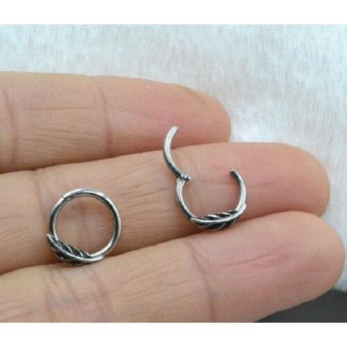 16G Surgical Steel Indian Nose Septum Rings Women Crystal Leaf Ear Helix Clicker Piercings Earring Septums Hoop Piercing Jewelry