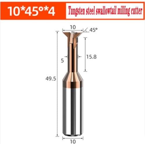 55Degree Carbide Tungsten Steel Dovetail Milling Cutter 45Degree Chamfering 10*49.5*10*15.8